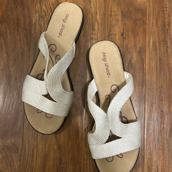 easy street Shoes - Women's Sandals Woven Upper Slide-On Feature Perfect For Summer Open Toe